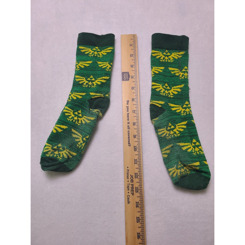 Nintendo OS Crew Socks Legend of Zelda Hylian Crest Green Yellow Gamer Accessory